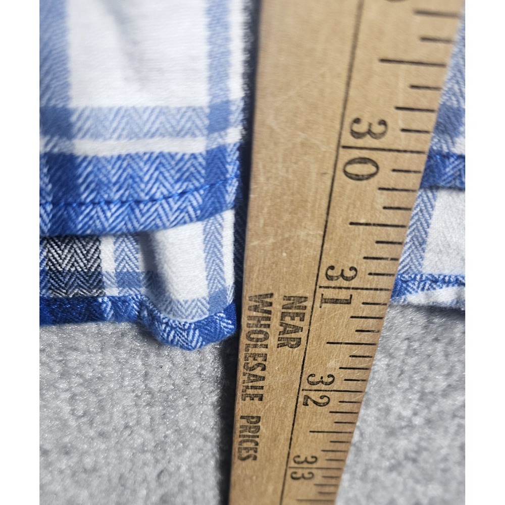Eddie Bauer Flannel Button Down Shirt Mens Sz 2XL Blue White Plaid Long Sleeve - Picture 7 of 7